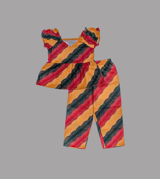 Girls Multicolor Striped Co-ord Set