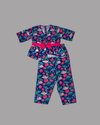 Girls Swan & Lotus Printed Co-ord Set with Pink Bow Belt