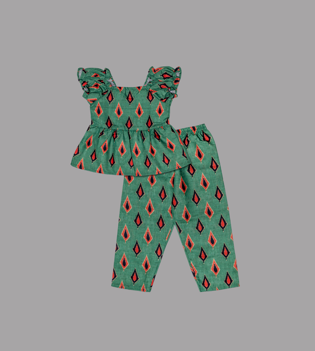 Girls Vibrant Multicolor Striped Co-ord Set