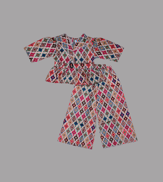 Girls Multicolor Geometric Print Co-ord Set