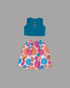 Girls Teal & Multicolor Polka Burst Skirt