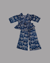 Girls Navy Blue Elephant Print Cotton Co-ord Set