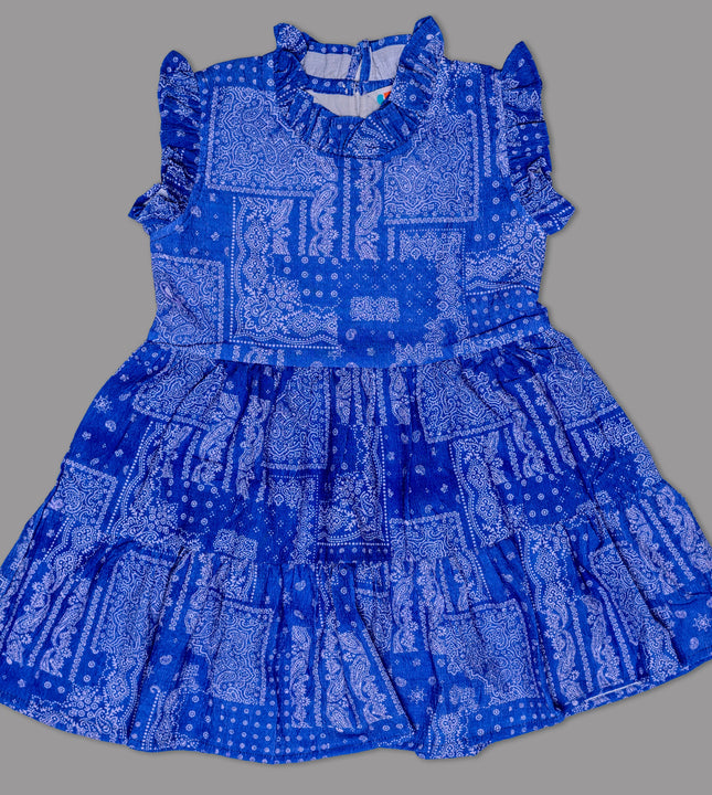Girls High Neck Blue Frock