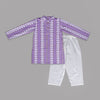 Boys Purple Striped Kurta with White Pajama