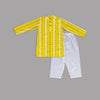 Boys Yellow Striped Kurta with White Pajama