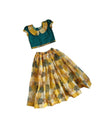 Girls Teal and Yellow Bloom Lehenga Set