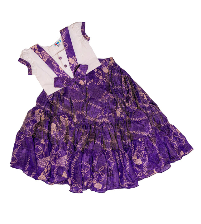 Girls Purple Floral Tie-Front Top & Skirt Set