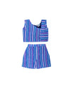 Girls Blue Striped Indo-Western Co-ord Set