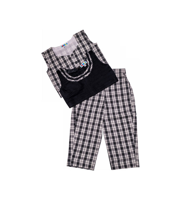 Girls Black & White Checkered Three-Piece Co-ord Set