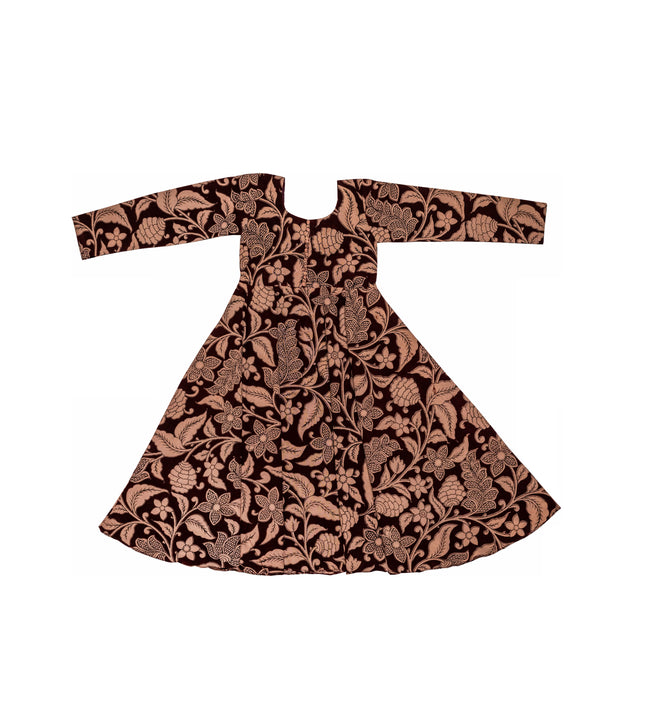 Girls Elegant Handblock Printed Kids Anarkali Dress