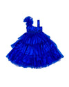Girls Royal Blue Satin & Net Layered Party Long Frock