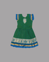 Girls Emerald Green & Royal Blue Cotton Frock with Zari Border