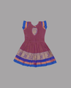 Girls Purple & Royal Blue Cotton Frock with Zari Border