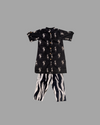 Girls Black Warli Print Kurti with Striped Palazzo