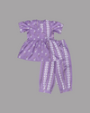 Girls Purple Floral Wrap Kurta & Striped Pants