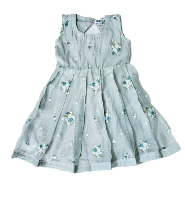 Girls Embroidery Blue Blossom Dress