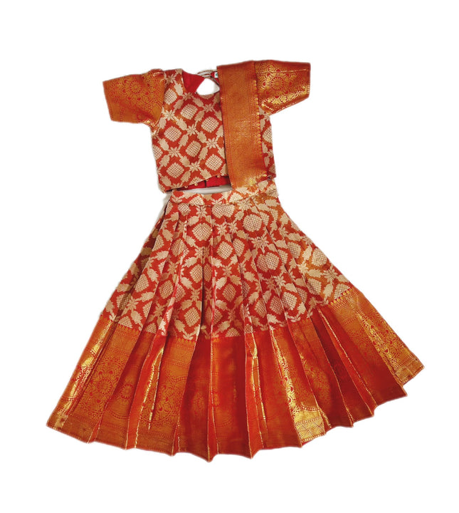Girls Silken Heritage Pavada Set