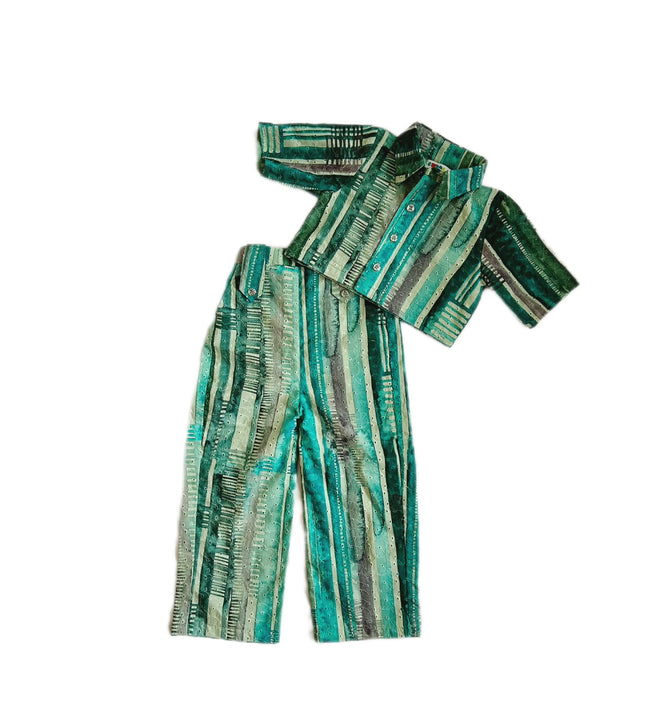 Girls Teal Stripe Elegance Co-ord set