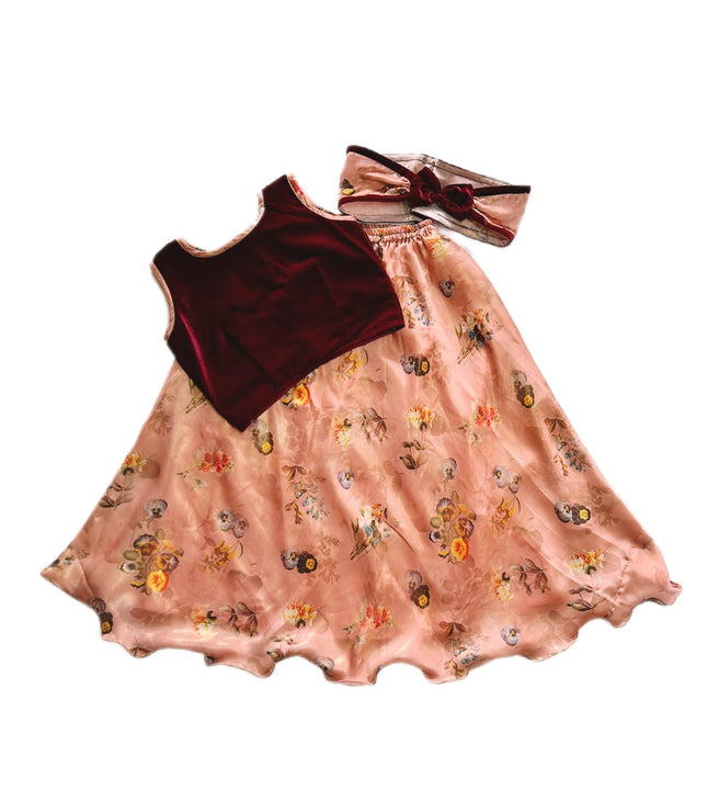 Girls Lush Velvet Flair Lehenga Set