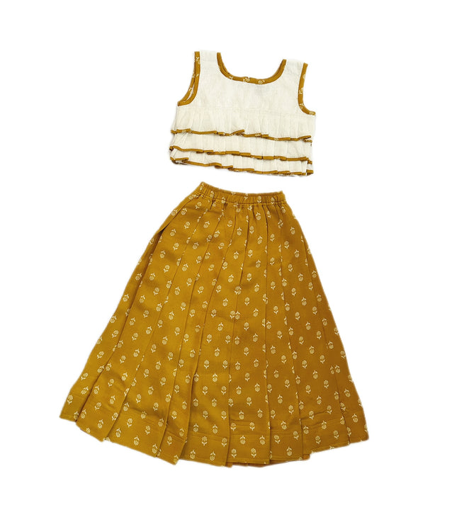 Girls Mustard Glow Lehenga Set